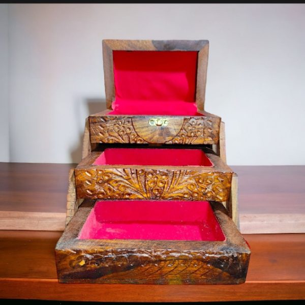 🌹 Multi-Layer Handcrafted Jewelry Box with Velvet